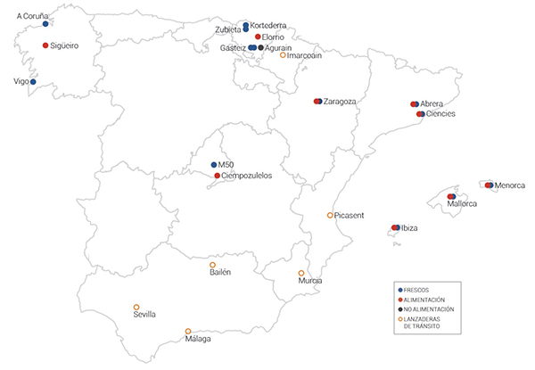 Mapa de plataformas logísticas de Eroski
