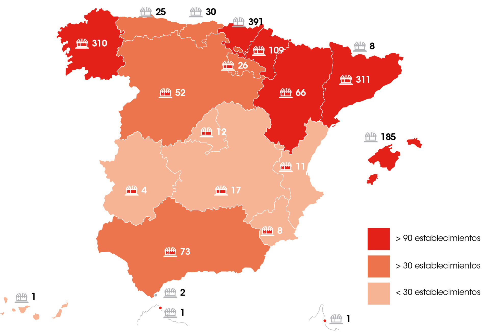 Maña de tiendas establecimiento Eroski en España