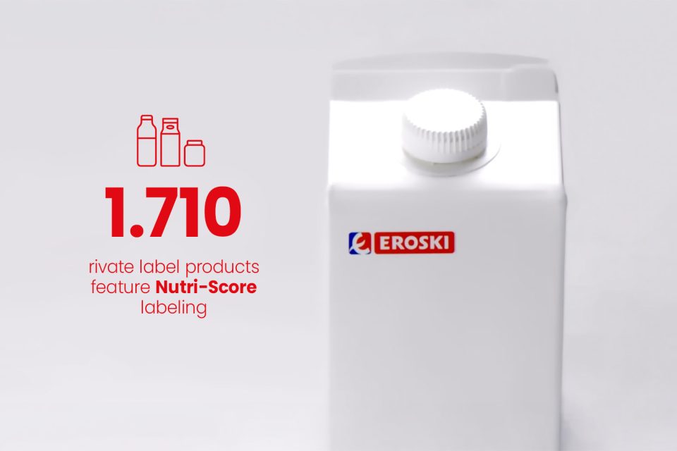 Informative graphic about Nutri-Score in EROSKI's own brand products.