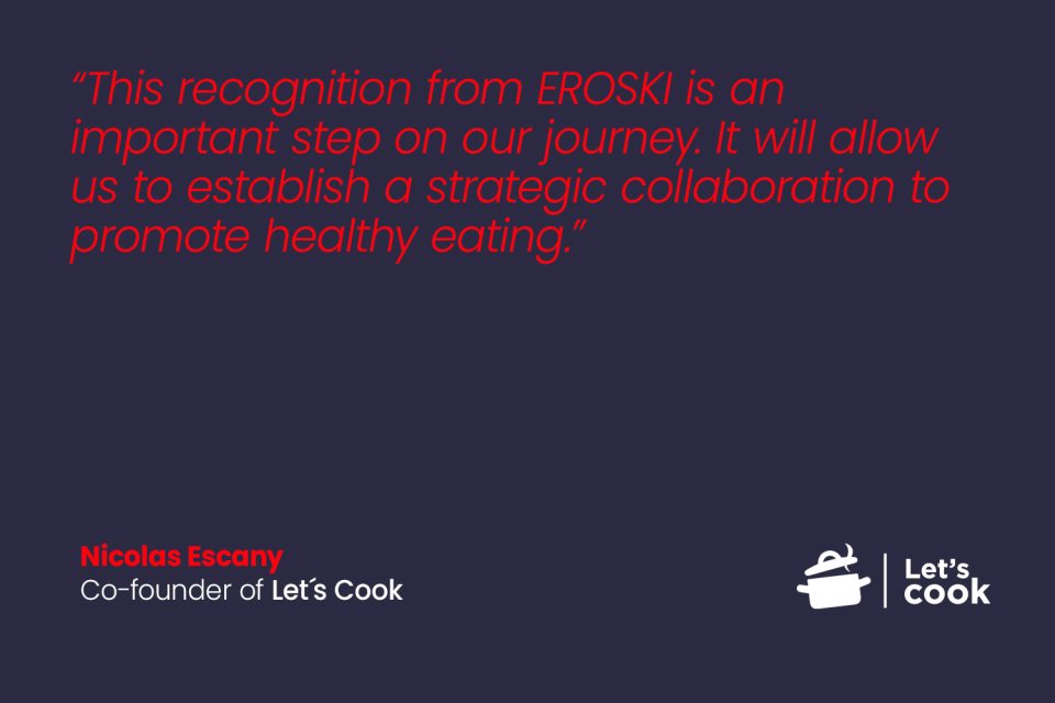 Screen with information of the EROSKI innovation program and testimonials of collaborating companies.