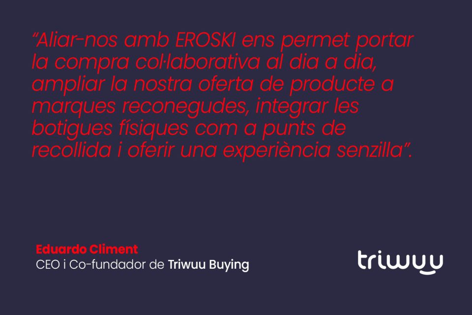 Pantalla amb informació del programa d'innovació d'EROSKI i testimoniatges d'empreses col·laboradores.
