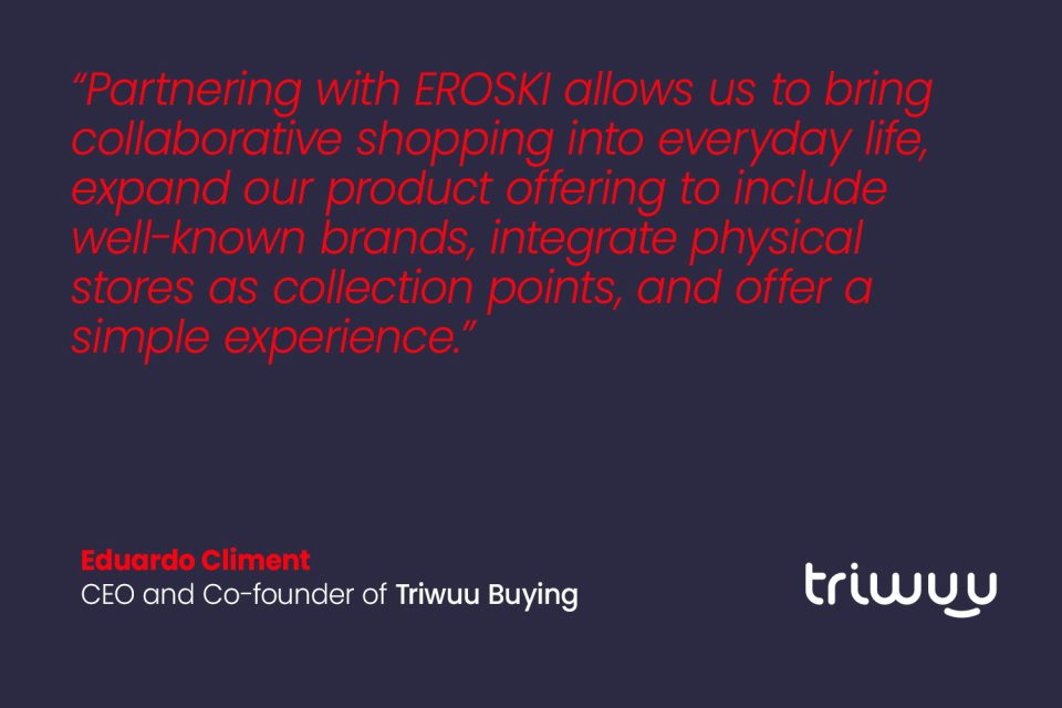 Screen with information of the EROSKI innovation program and testimonials of collaborating companies.