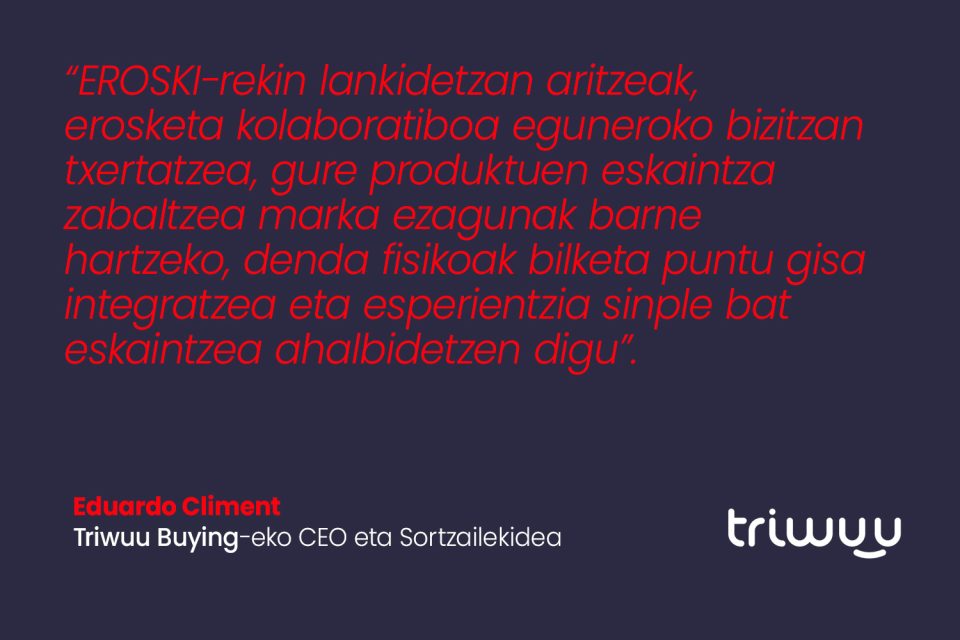 EROSKIren berrikuntza-programari buruzko informazioa eta enpresa laguntzaileen testigantzak biltzen dituen pantaila.