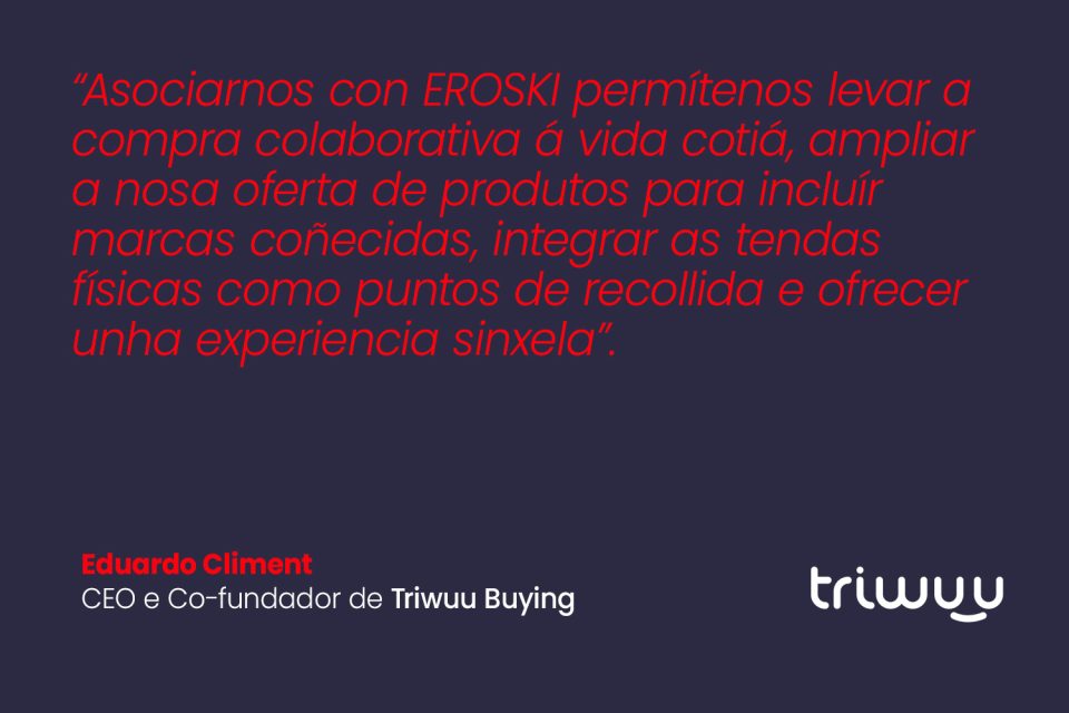 Pantalla con información do programa de innovación de EROSKI e testemuños de empresas colaboradoras.