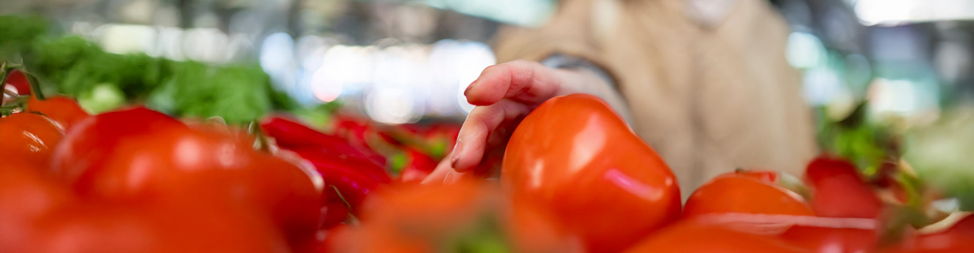 Eskuz, EROSKI supermerkatuan tomate freskoak hautatuz.